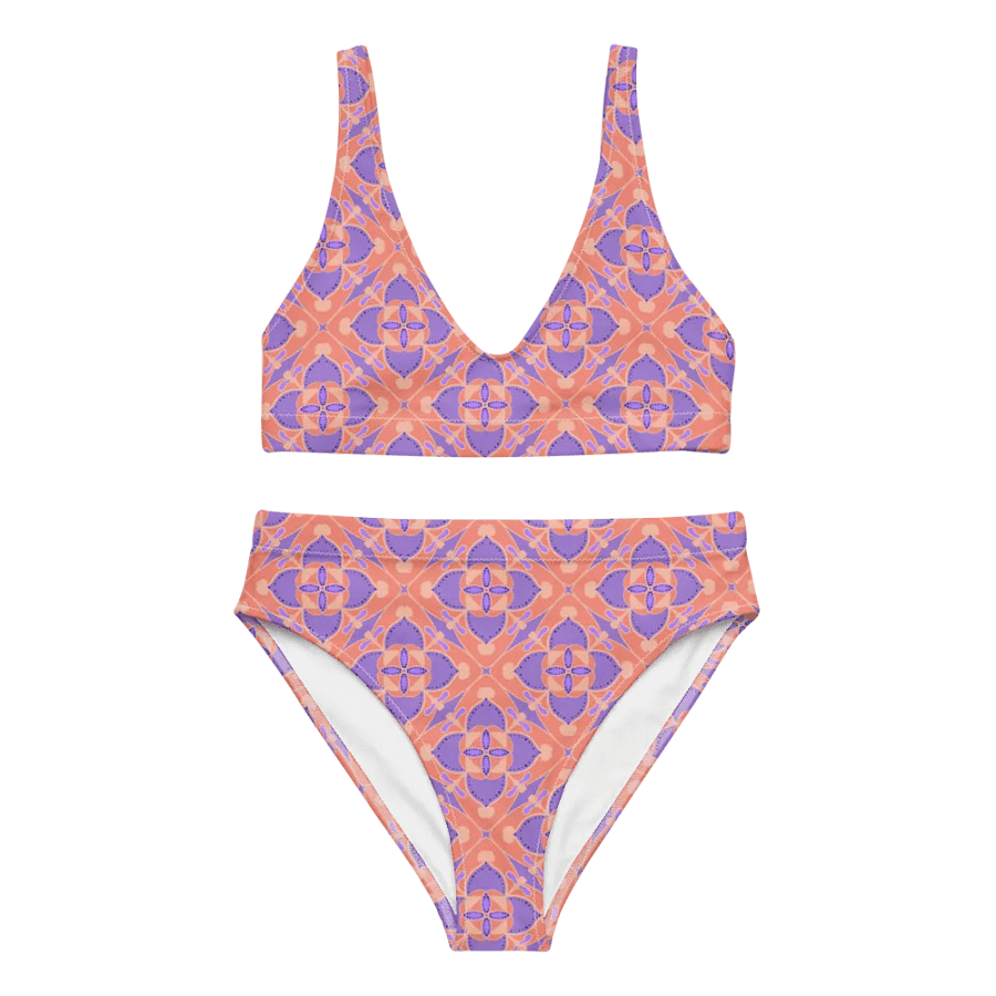 Pastel Orange and Mauve Pattern High Waisted Bikini product image (8)