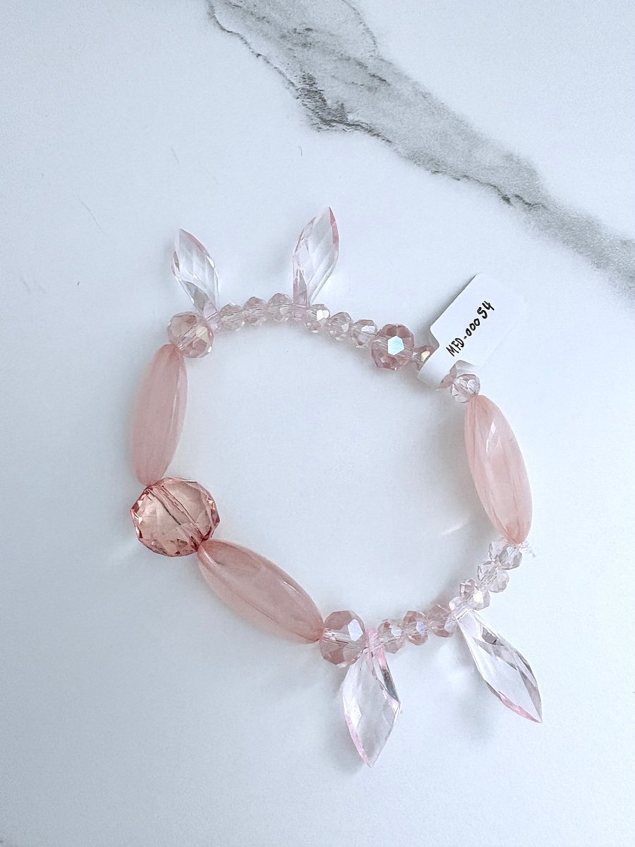 Blush Serenity | Faceted & Iridescent Beaded Bracelet | Handmade 8" Stretch Bracelet | Coastal Charm Jewelry by Monique Faella Designs™ | MFD-00054 product image (4)