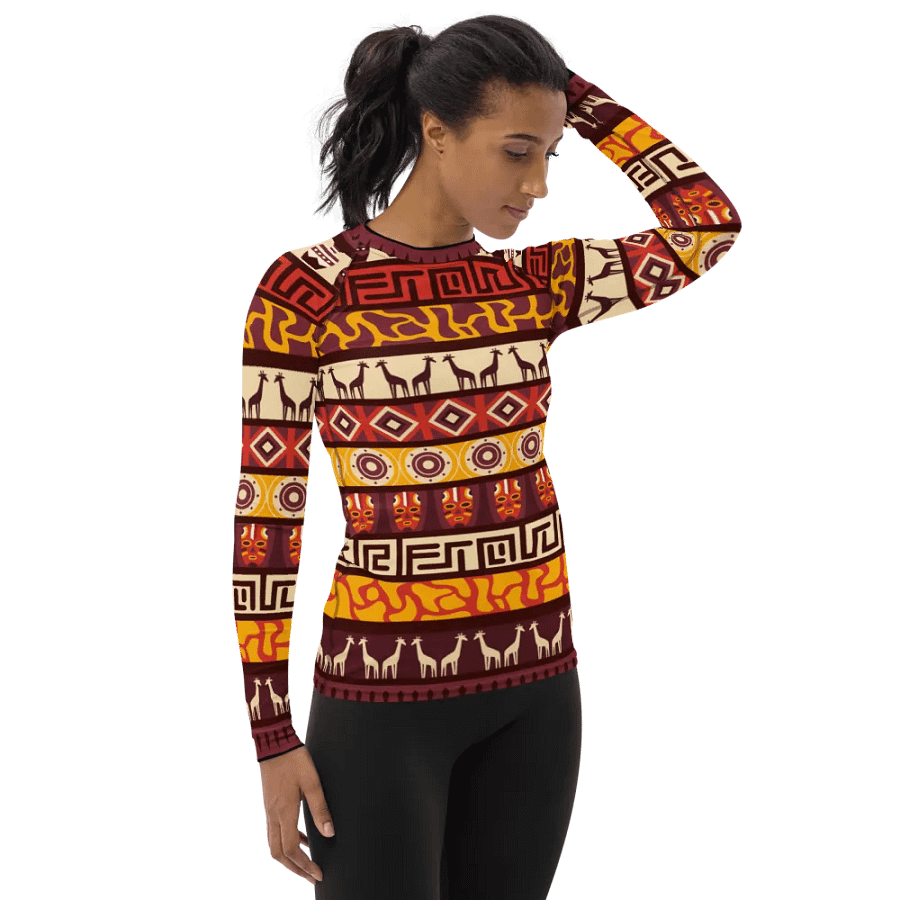 Chic Protection: Flat African Pattern All-Over Print Women's Rash Guard product image (5)