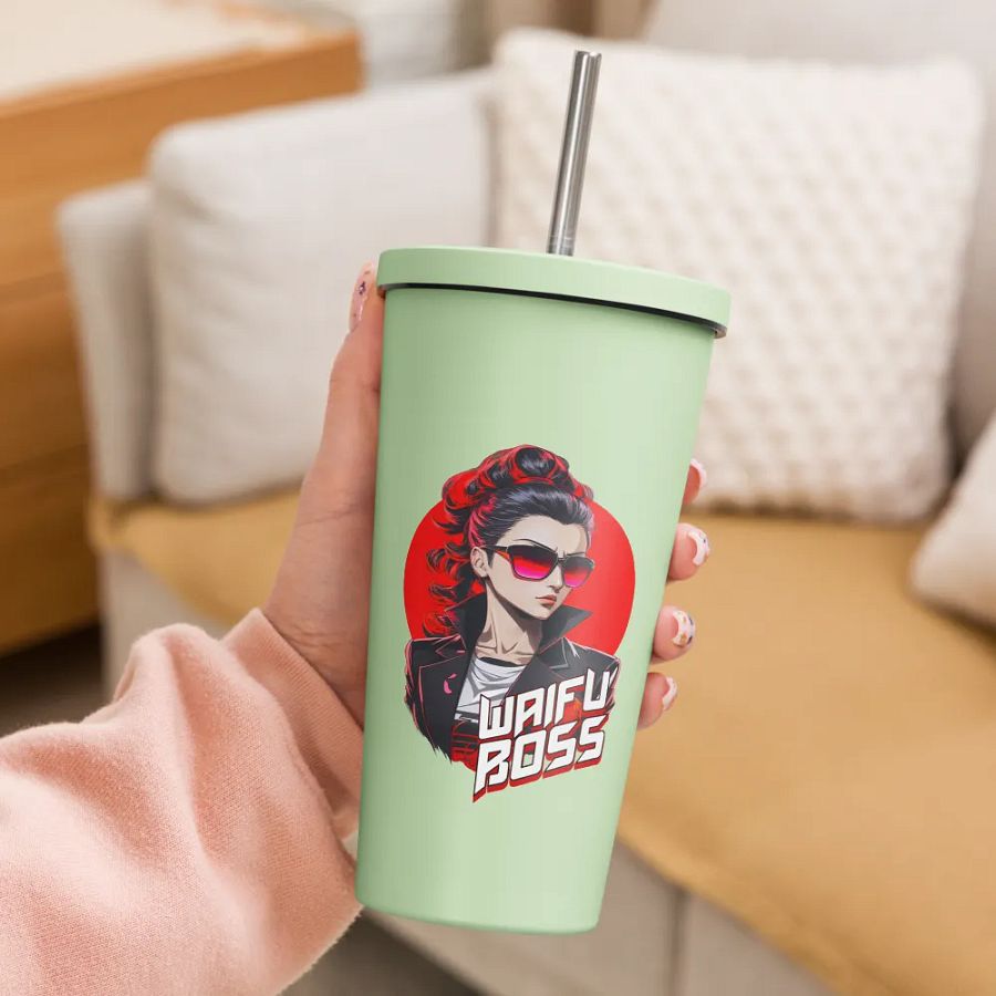 Waifu Boss 20 oz Tumbler Cup - Mint - Insulated Tumbler with a Straw v2 product image (3)