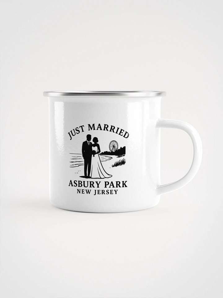 Asbury Park NJ "Just Married" Enamel Wedding Mug product image (1)