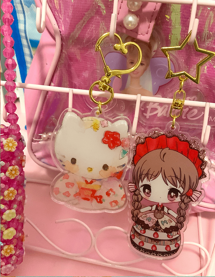 Acrylic Keychain- Hello Kitty Kimono / Sweet Lolita Cake Girl product image (1)
