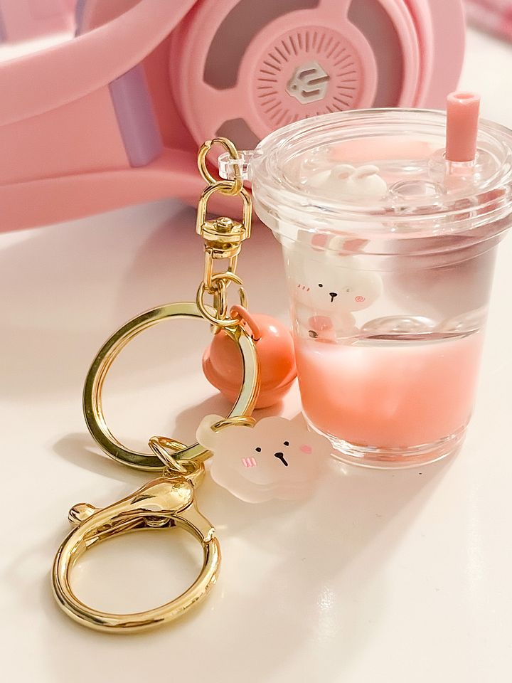 Pink Milk Tea Bunny Keychain / Bag Clip product image (2)