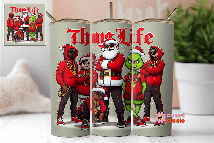 Thug Life Holidays Funny Tumbler Wrap PNG product image (1)