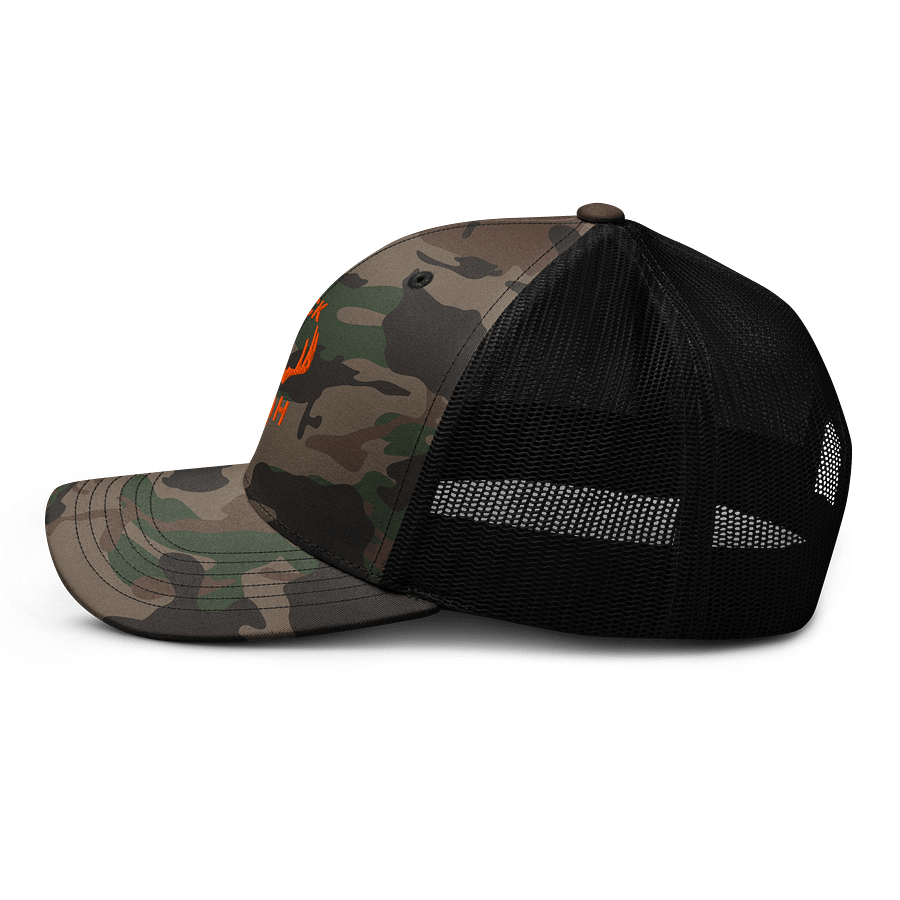 BUCK YEAH camo hat with orange design product image (3)