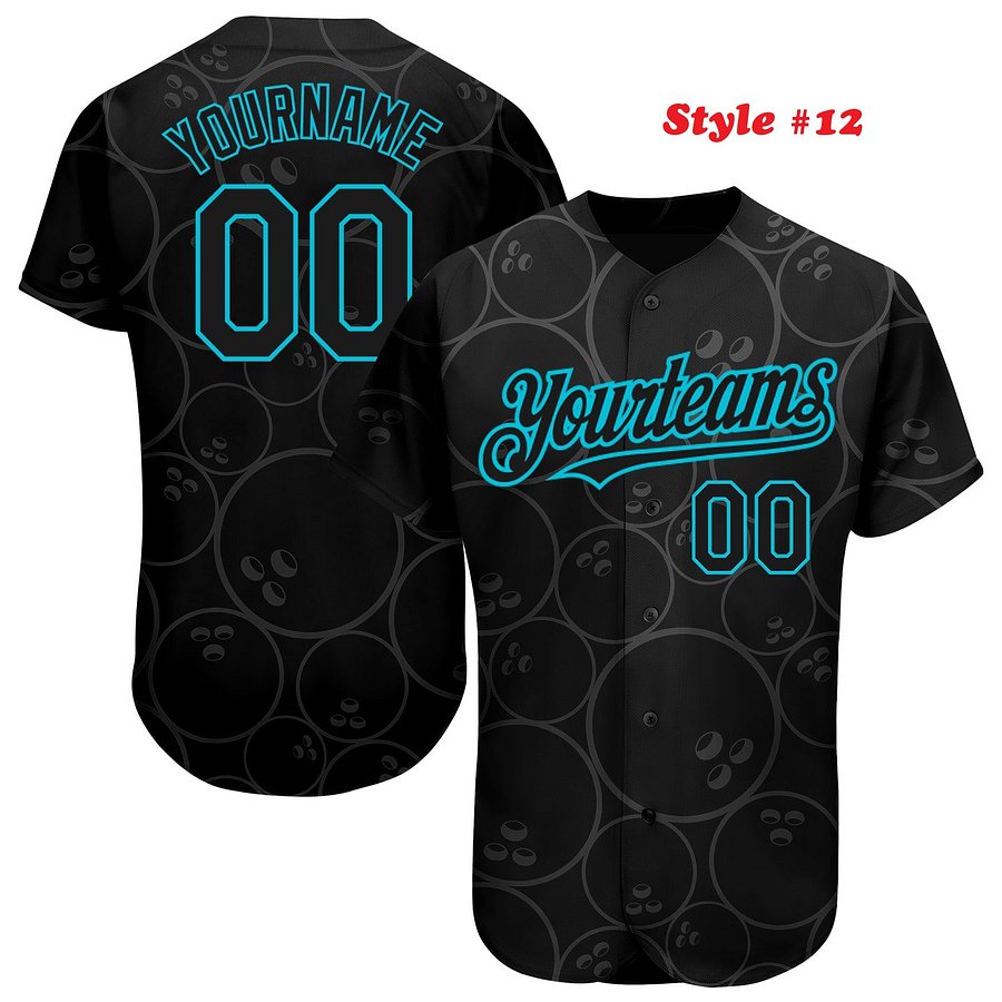 Authentic Baseball Jersey, Custom Baseball Jersey, Personalized Sport Jersey, Colorful, Number, Bowling product image (233)