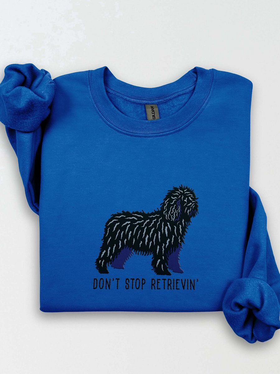 Don't Stop Retrievin' Sweatshirt (Embroidered) of a Spanish Water Dog(Black) product image (1)