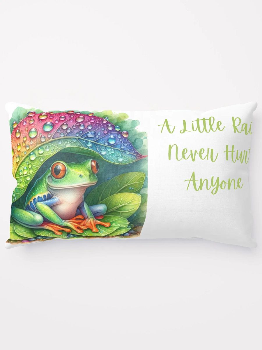 Rainy Day Frog Pillow Double Sided In White product image (5)