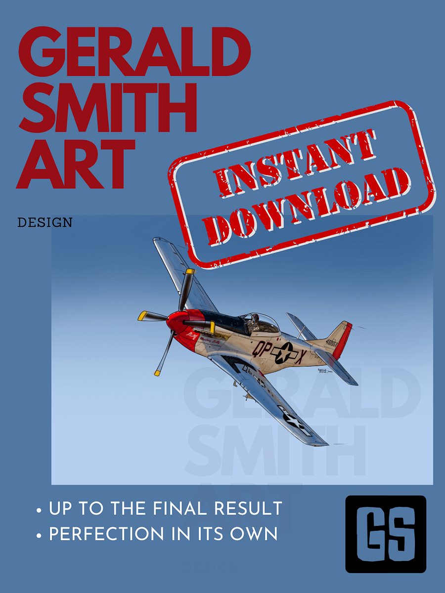 P-51 Mustang Sally Digital Printable Aviation Wall Art Pilot Gift product image (5)