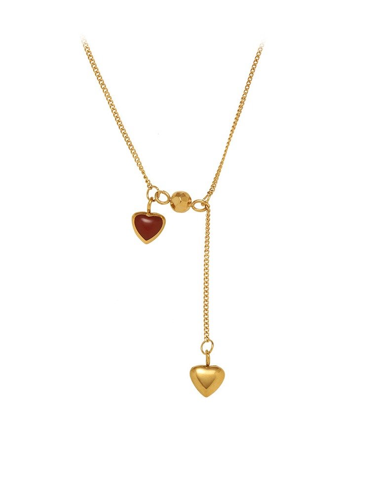 Wine red love tassel Necklace | 18K Gold Plated. product image (1)