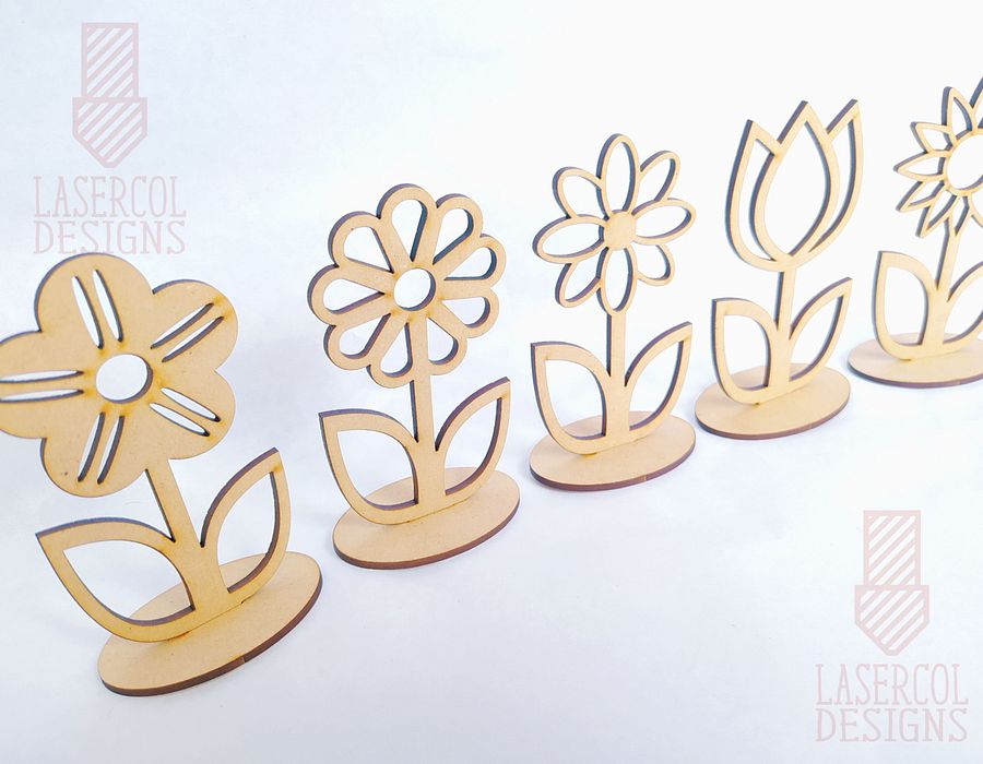 Flowers - Set 3 - (Two Sizes, Five Styles)- Laser Cut Files product image (6)