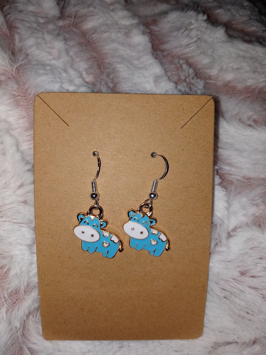 Boss momma cow earrings(blue) product image (1)