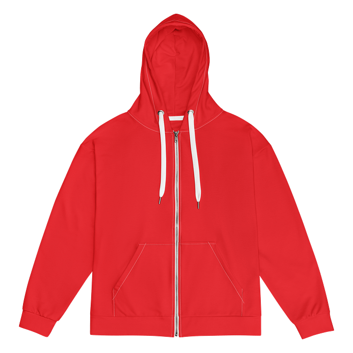 Tomato Red Solid Color Eco Friendly Unisex Zip Hoodie product image (1)