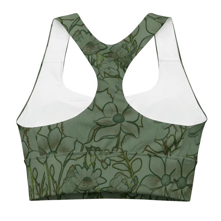 Line Art Floral Green/All-Over Print Longline Sports Bra by Sublicolor product image (1)