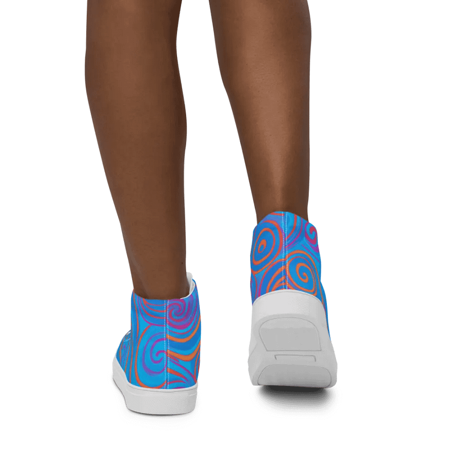 Funky Blue Dreams Liquid Tie-Dye Women's High-Top Canvas Shoes product image (4)