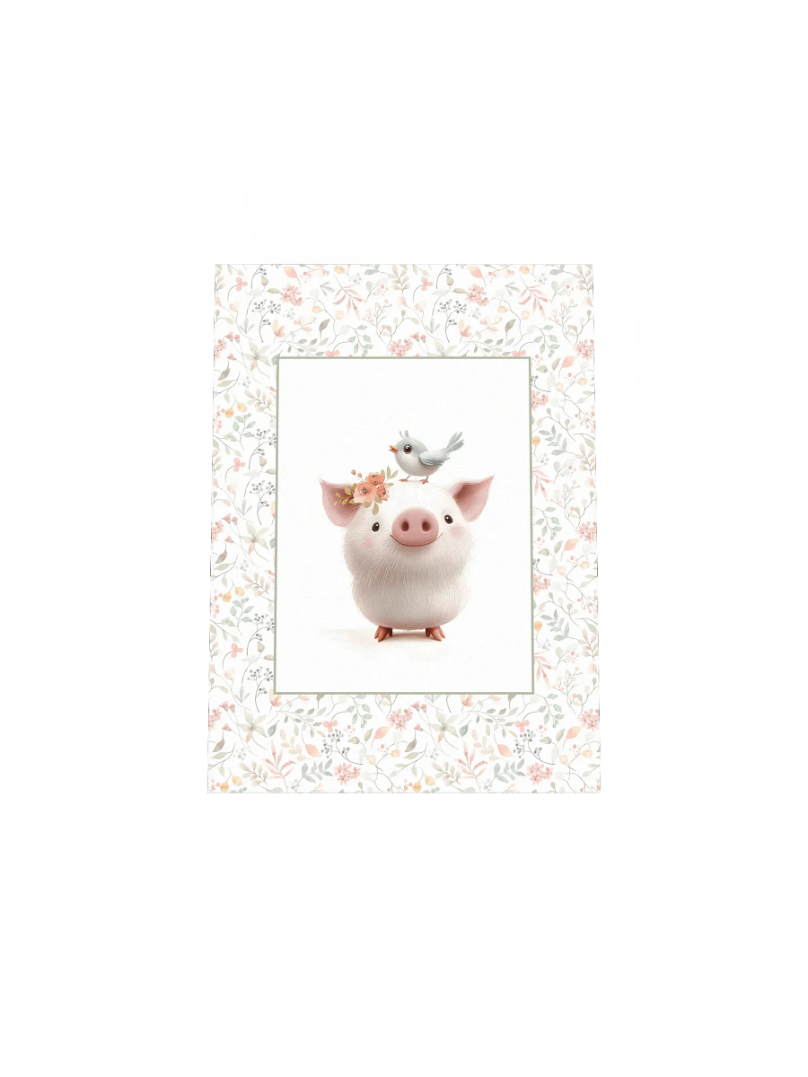 Cute Pig and Watercolor Floral Print product image (5)