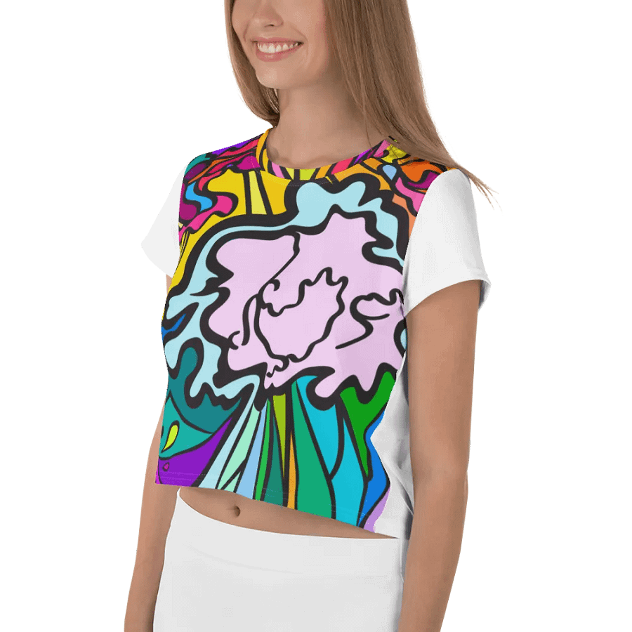 Vibrant Swirls All-Over Crop Tee - Wave at Sunset product image (3)