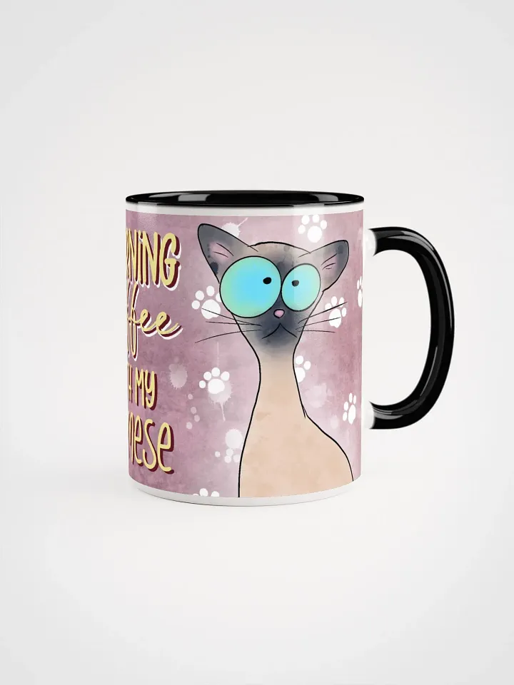 Morning Coffee With My Siamese Cat Accent Mug product image (1)