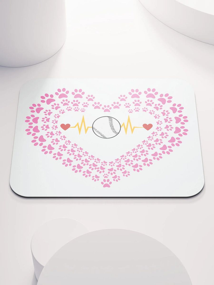 Heart Paw Print Baseball Mouse Pad product image (1)