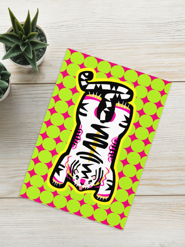 White Electric Tiger Green & Pink - Greeting Card product image (3)