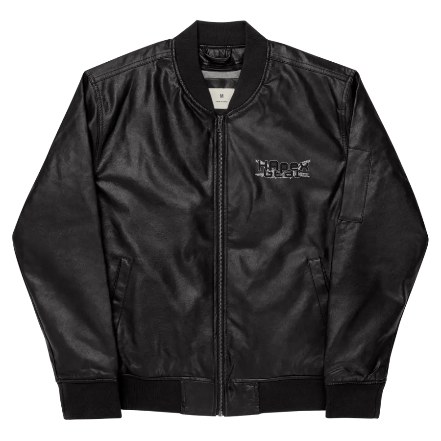 Faux Leather Bomber Jacket - Embroidered - Black HApex Gear Black Logo product image (9)
