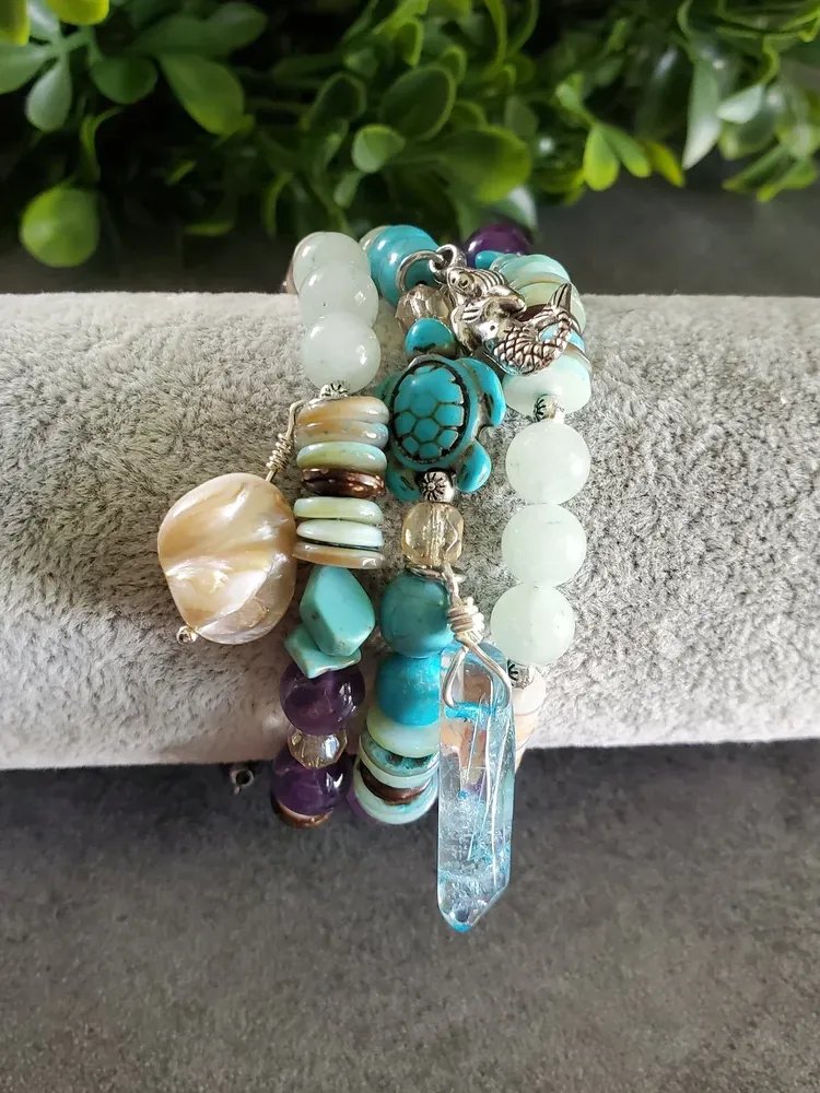 Flowing Waters Boho Wrap | Shell, Amethyst, Amazonite | Intuition, Creativity & Emotional Flow product image (2)