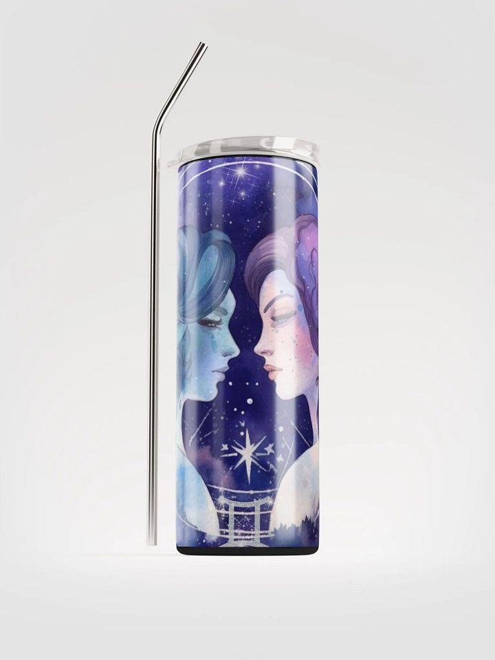 Illustrated Purple Gemini Zodiac Stainless Steel Tumbler - Keep Your Spirits High product image (1)