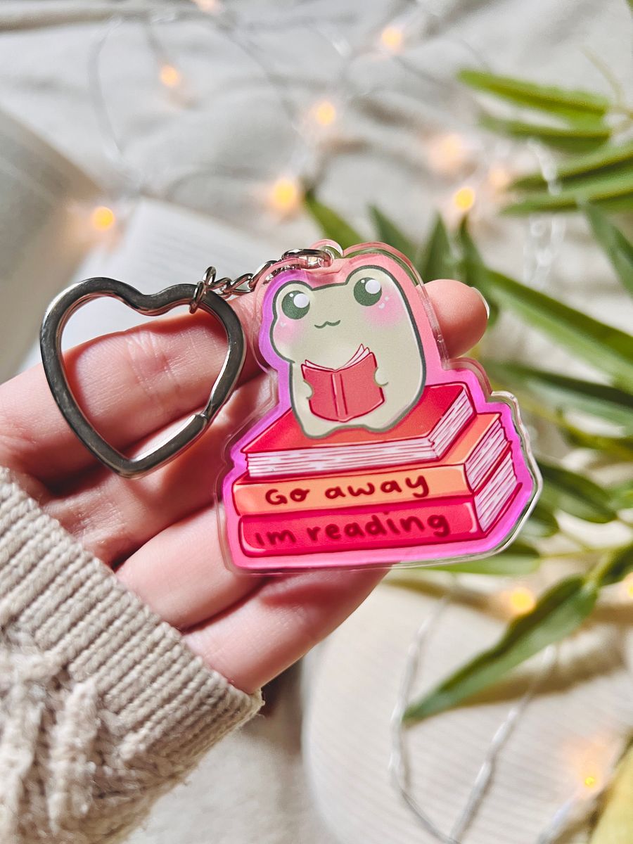 Go Away I'm Reading Frog Acrylic Keyring product image (5)