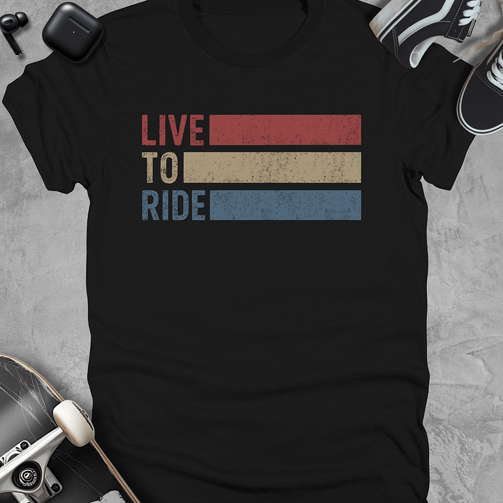 Live to ride, Vintage skateboarding t-shirt, Unisex product image (1)