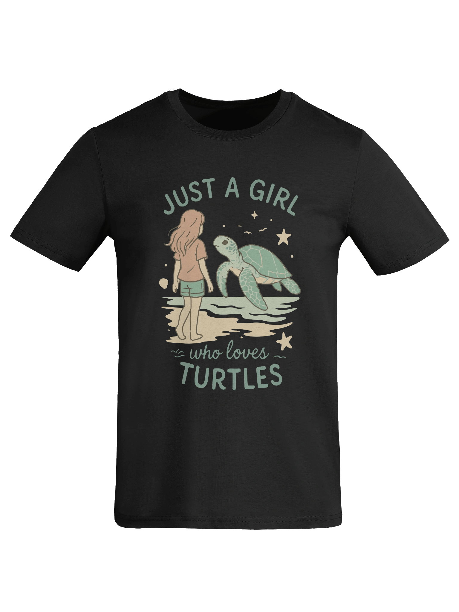 Graphic with Pastel Colors and Retro Hand-Drawn Text ‘Just a Girl Who Loves Turtles’ product image (50)