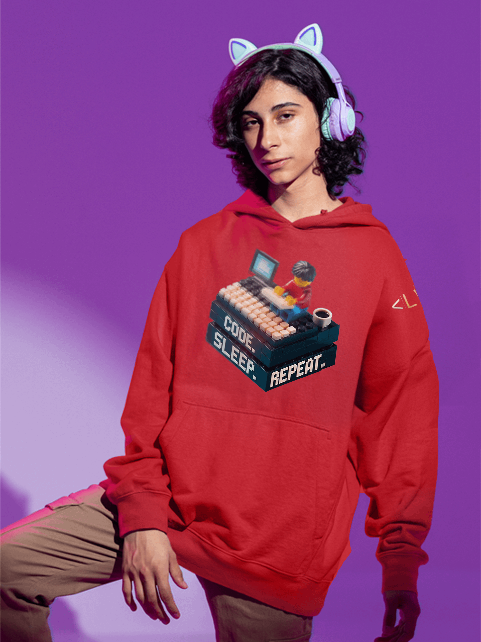 Code. Sleep. Repeat. Hoodie – Pixel Dev x Limitless product image (1)