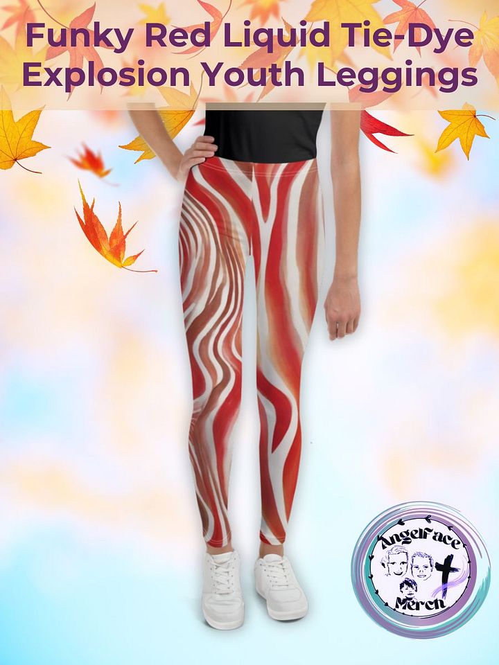 Funky Red Liquid Tie-Dye Explosion Youth Leggings product image (1)