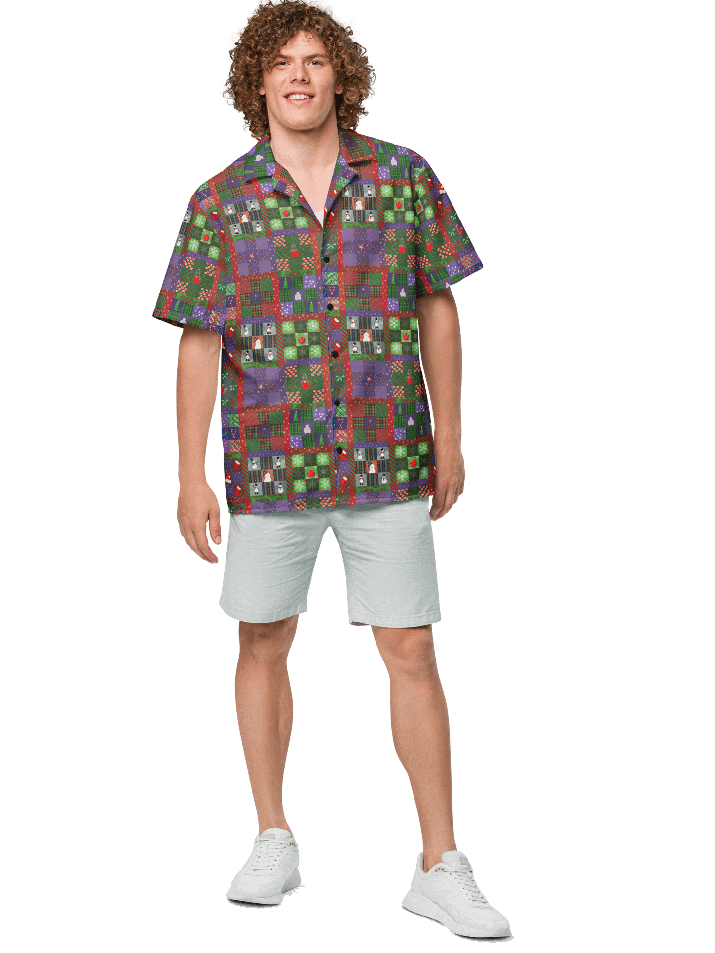 Christmas Patchwork Oversized Button Down Shirt product image (8)