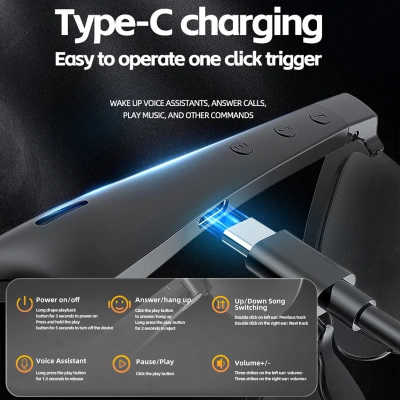 Bluetooth Sports Sunglasses – Wireless Headset, Ear Hook Earbuds, Hands-Free Driving & Outdoor Gear! product image (5)