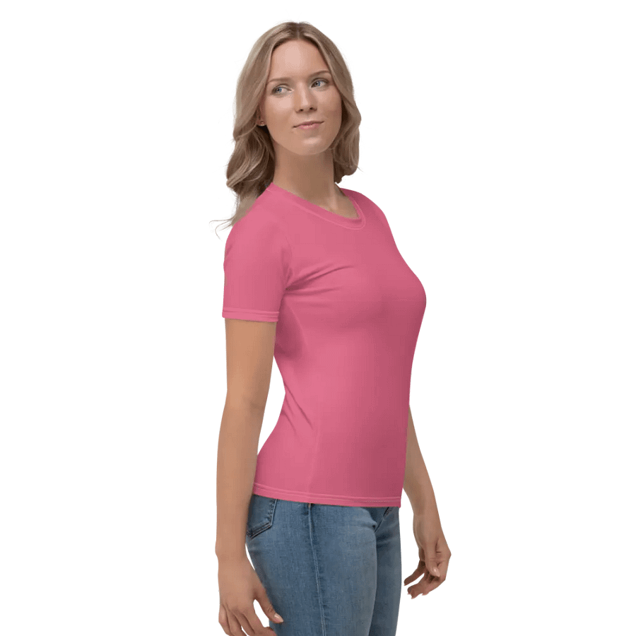 Plain Rosy Pink True Summer Women's Crewneck Polyester Heavyweight Premium T-Shirt by Treasure Pie product image (6)