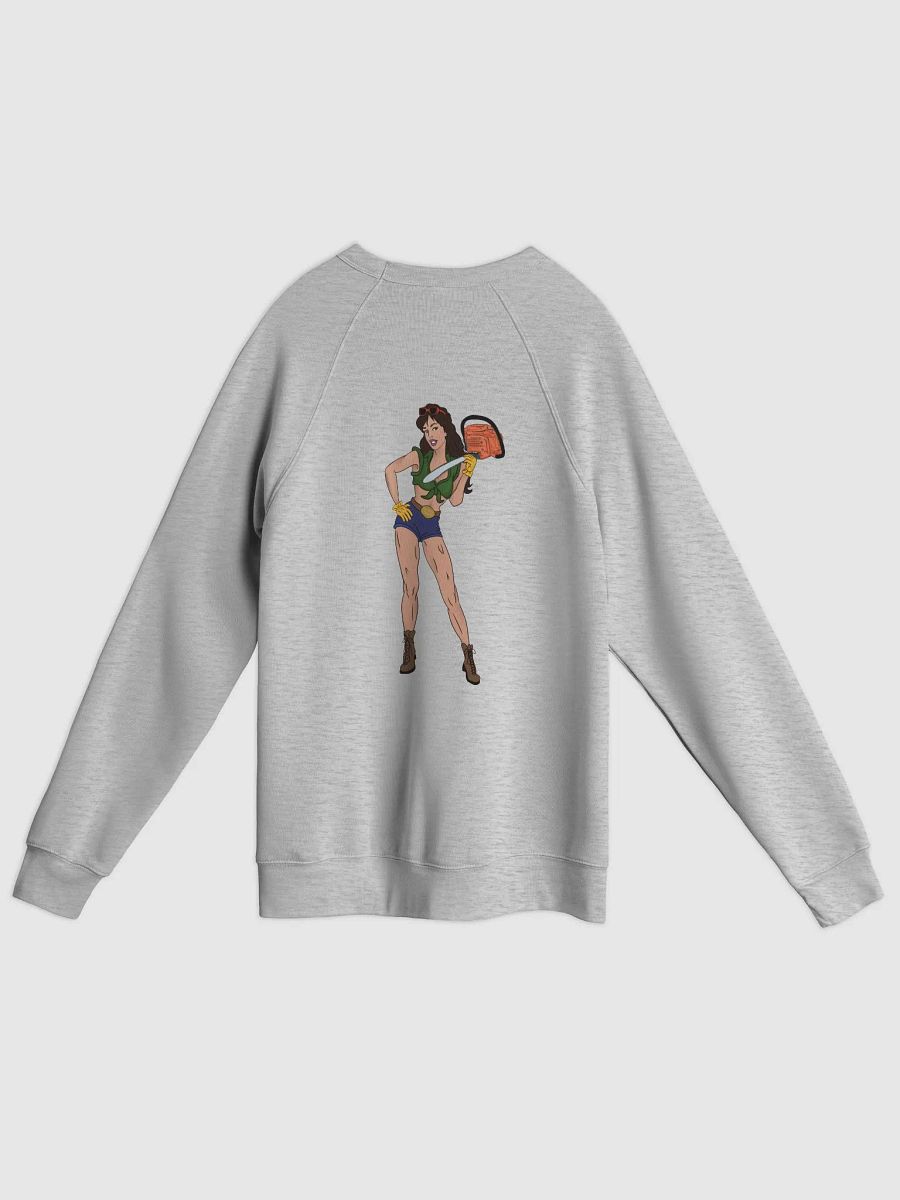 Brunette Chainsaw Betty Pinup Unisex Fleece Raglan Sweater product image (1)