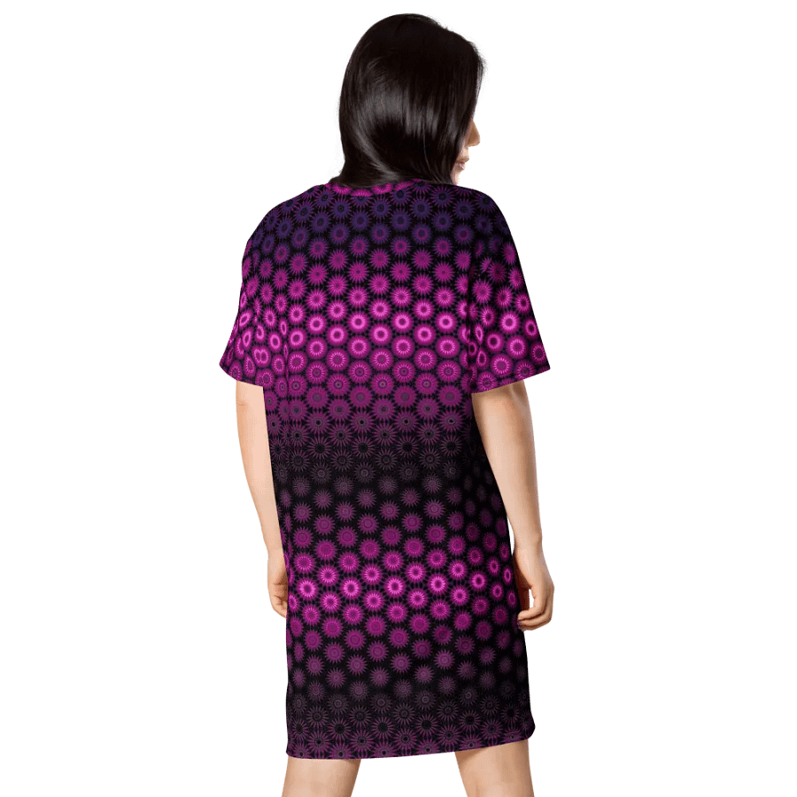 Abstract Raspberry and Black Pattern Ladies T Shirt Dress product image (5)