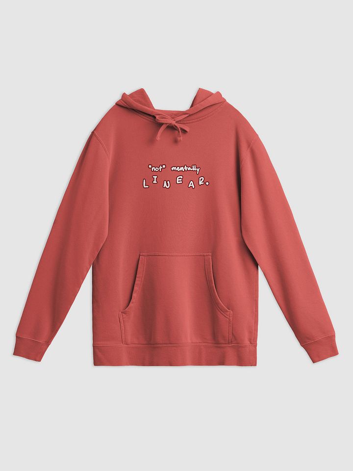 *not* mentally linear (lined design, #6D1616) printed pigment hoodie product image (1)