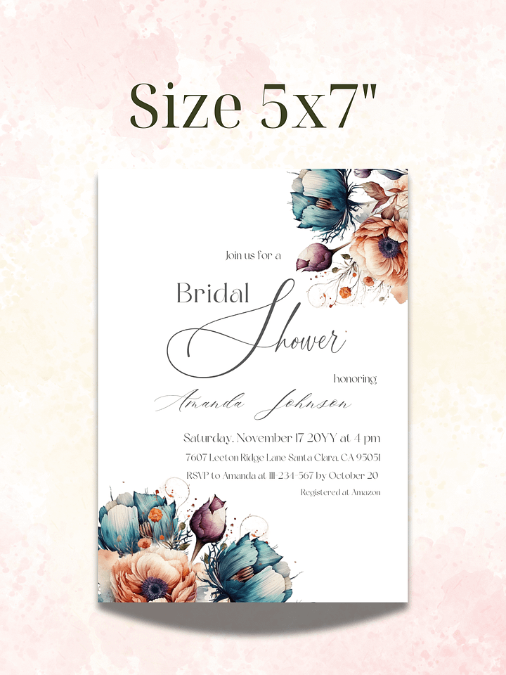 Rustic Bridal Shower Invitation, Wildflower Floral Wedding Shower Invite Canva Template for a Boho Garden Party Theme Idea, Digital Download product image (2)