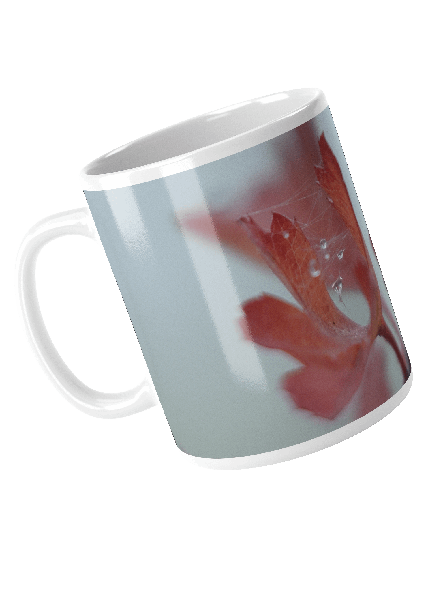 Keramiktasse weiß - Herbstblatt mit Tautropfen product image (1)