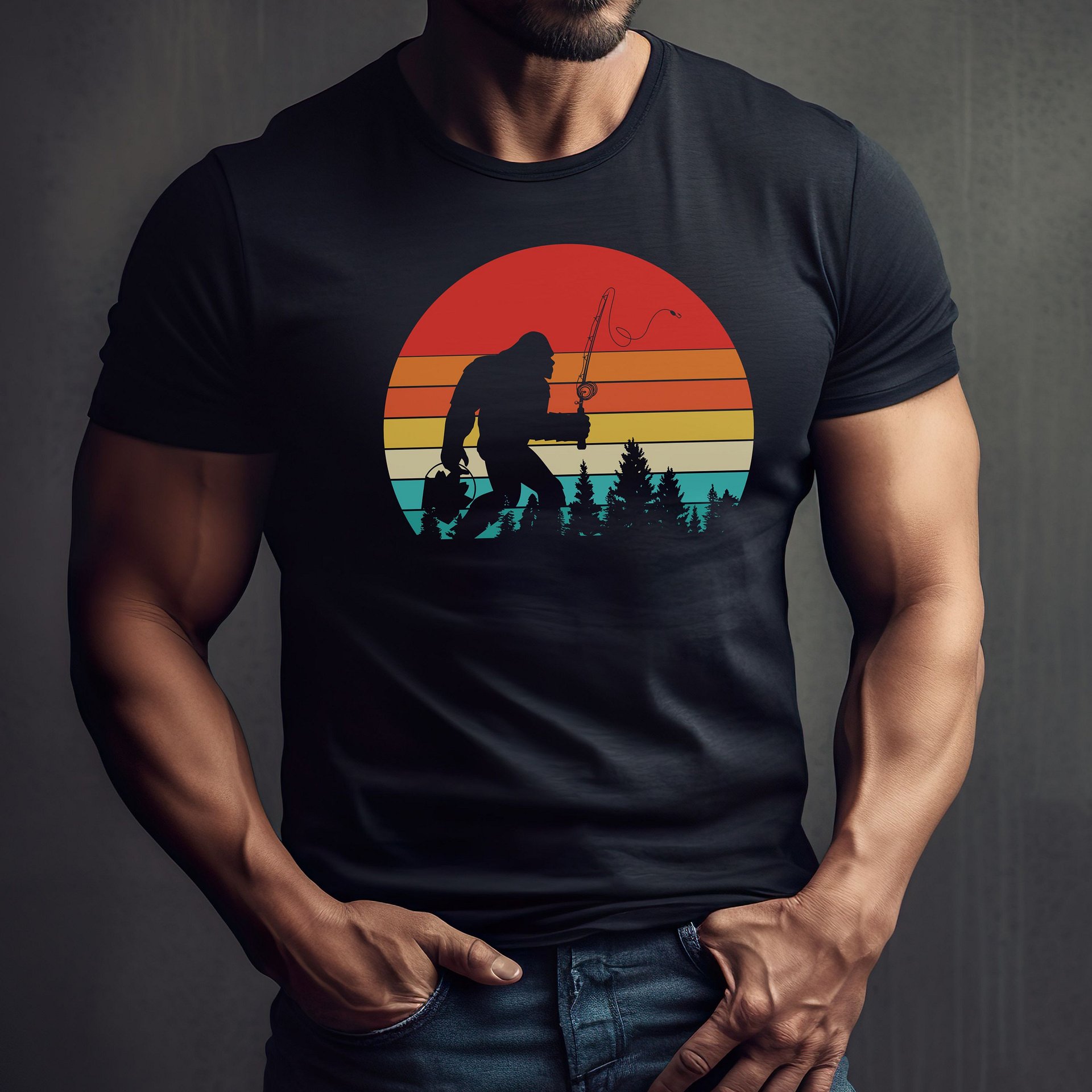 BigFoot Gone Fishin' Gildan 64000 Unisex Tshirt product image (1)