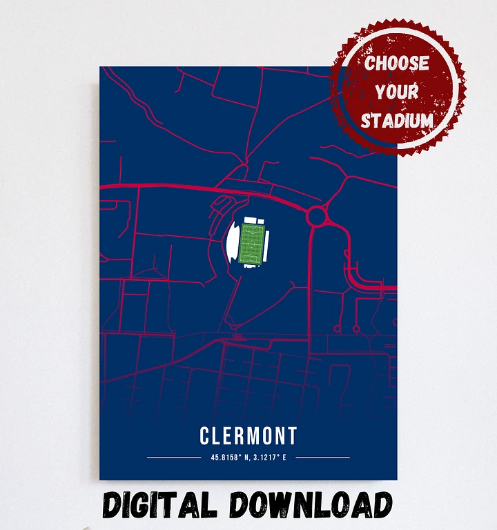 Stade Gabriel Montpied Map Design Digital Download product image (1)