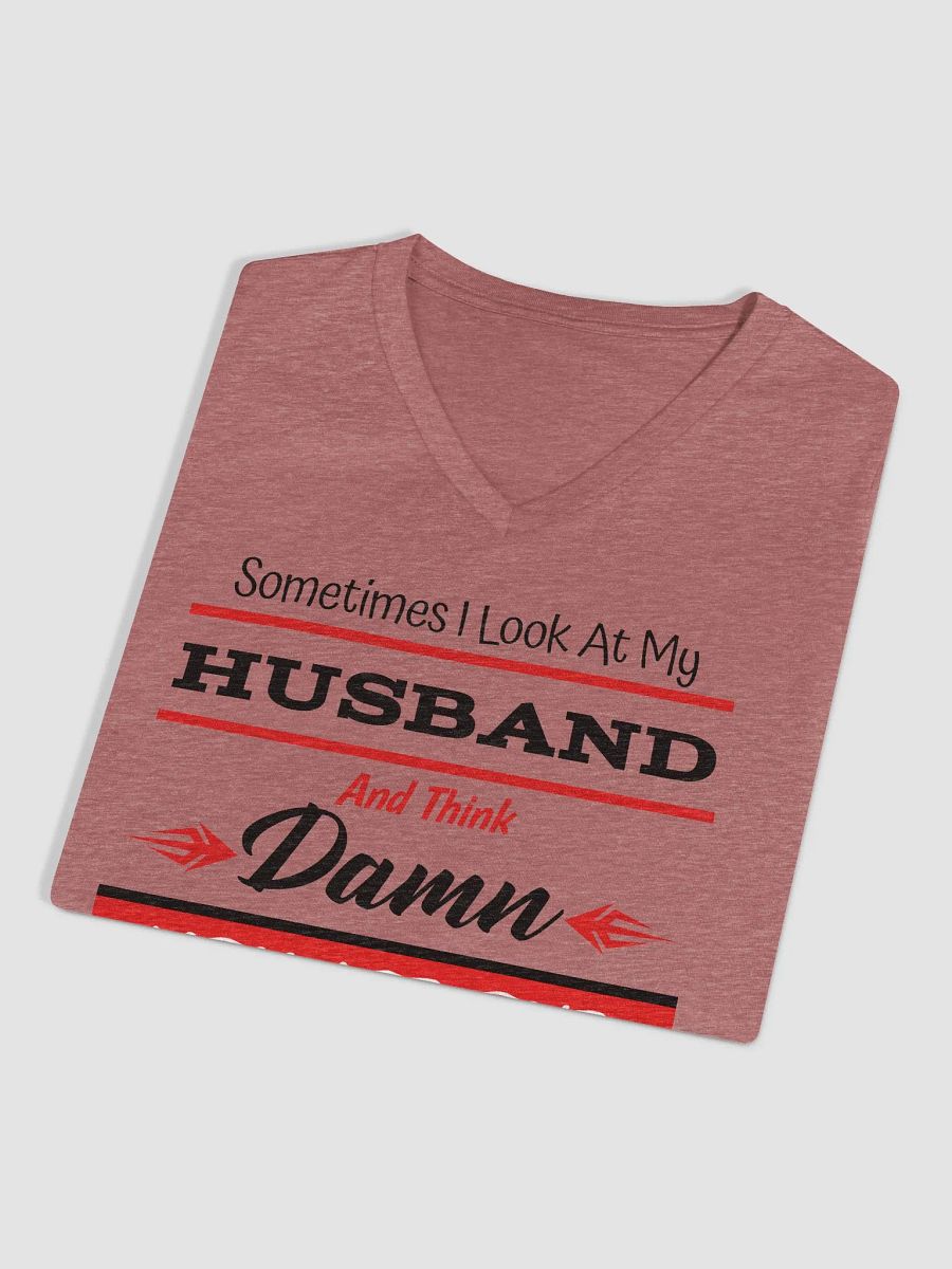 Damn, You are one Lucky Man & A Happy Wife is a Happy Life! V-Neck Tee product image (3)