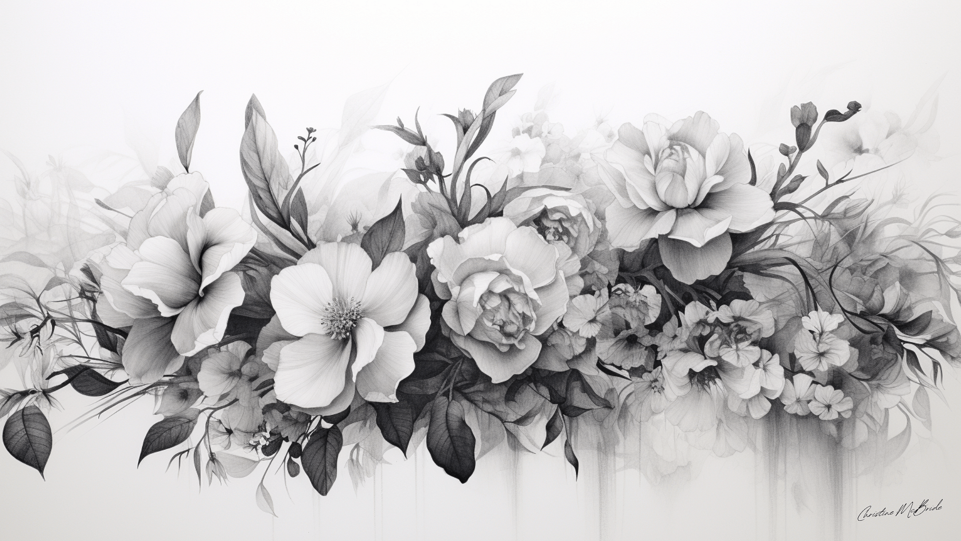 Black and White Floral Digital Art product image (1)