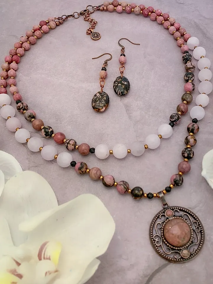 Rhodonite Copper Pendant Necklace Set product image (2)