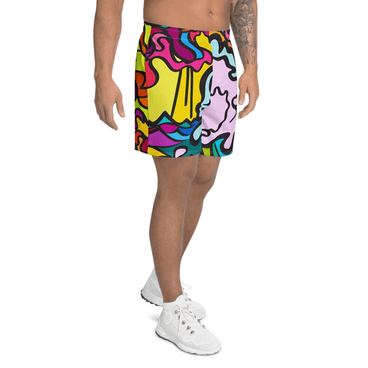 Vivid Swirls Athletic Long Shorts - Wave at Sunset product image (2)