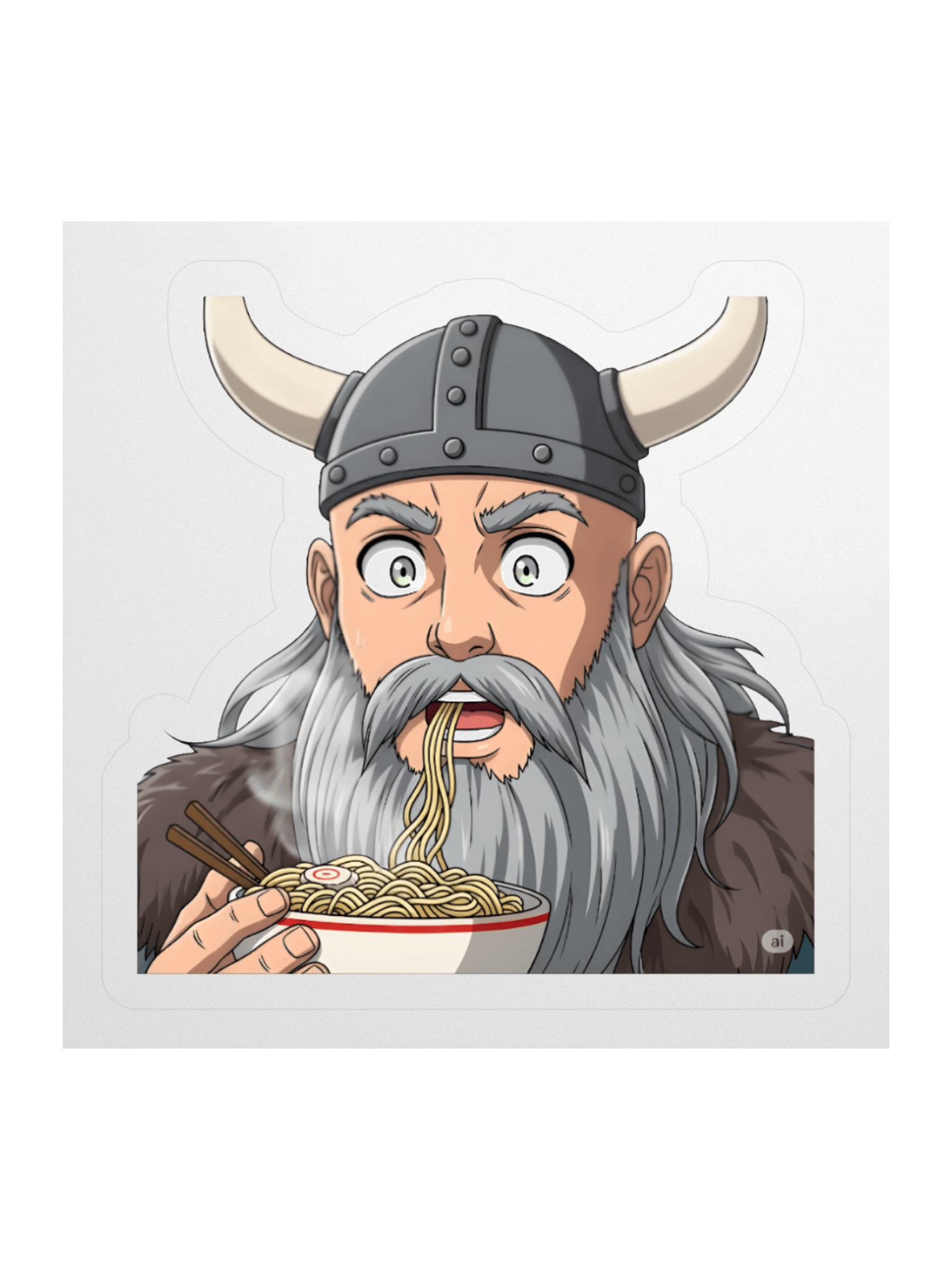 Noodle-Eating Viking Kiss Cut Stickers product image (1)