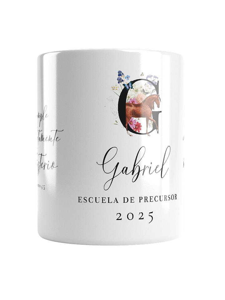 Taza Escuela de Precursor 2025 – Edición Floral “Gabriel” con Caballo product image (1)