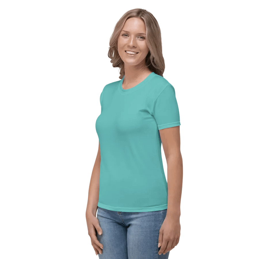 Plain Turquoise Blue True Summer Women's Crewneck Polyester Heavyweight Premium T-Shirt by Treasure Pie product image (4)