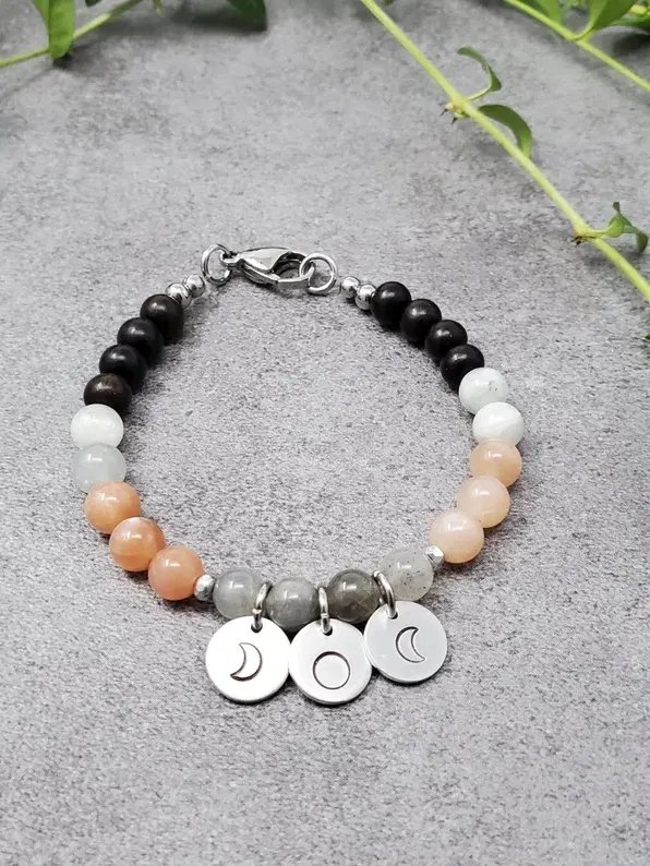 Moonstone Goddess Sunstone, Moonstone, Labradorite Bracelet | Handmade Crystal Healing Jewelry product image (1)
